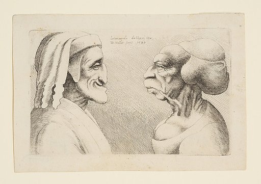Two Deformed Heads Facing Inwards