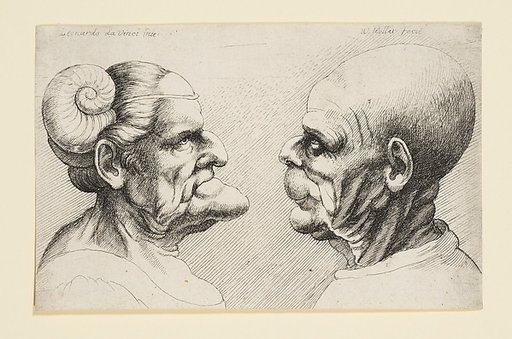 Two Deformed Heads Facing Inwards