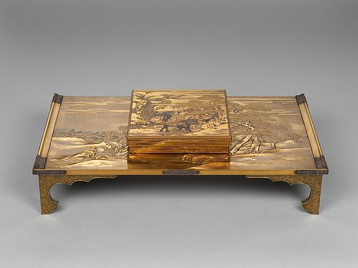 Writing box and desk with scenes from The Tales of Ise (Ise monogatari)