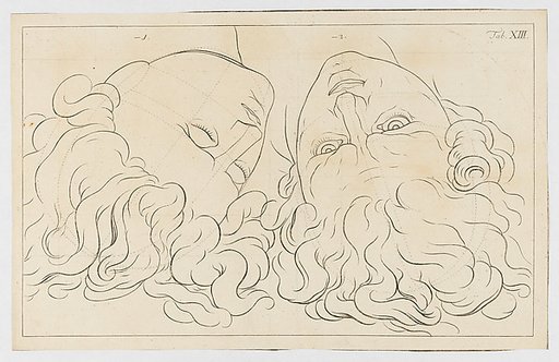 Two male heads from a drawing book