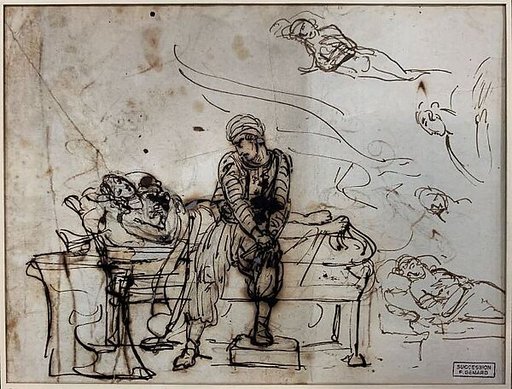 Othello Hesitating to Kill Desdemona