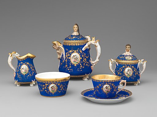 Partial tea set (teapot, sugar bowl, cream pitcher, slop bowl)
