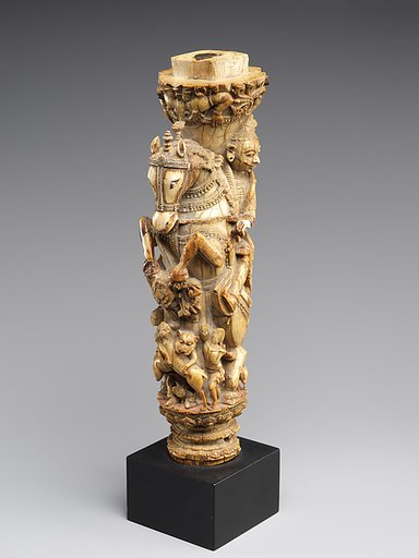 Royal throne leg with equestrian warrior