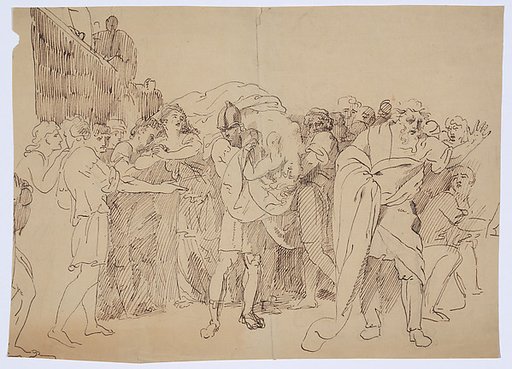 Lucretia's Dead Body is Carried by her Husband, Led by her Mourning Father
