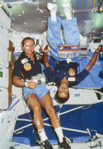 Payload specialists Baudry and Al-Saud in the middeck