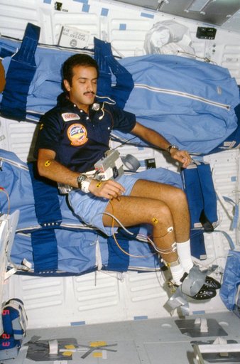 Payload specialist Sultan Abdelazize Al-Saud conducts Postural experiment