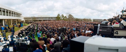 View of the STS 51-L Memorial service on JSC's main mall