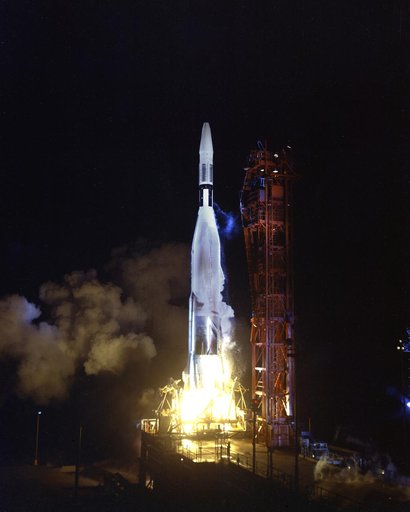 LAUNCH OF NASA AGENA RANGER 1 FROM PAD 12.