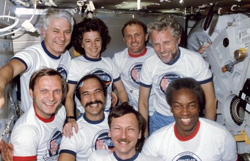 STS 61-A crew portrait onboard Challenger middeck