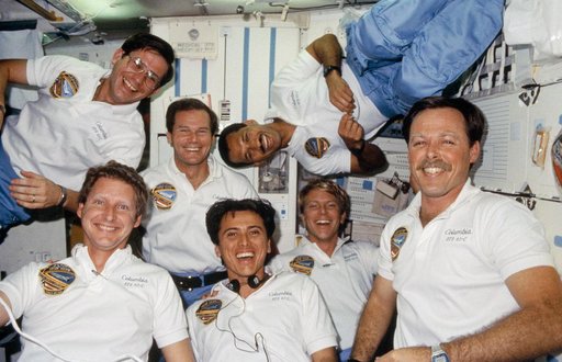 In-flight portrait of STS 61-C crew