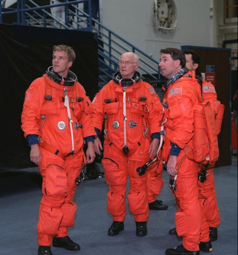 STS-95 crew training - emergency egress training at bldg 9