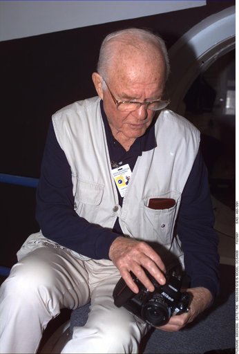 STS-95 mission specialist Senator John Glenn in FFT on 05-08-98