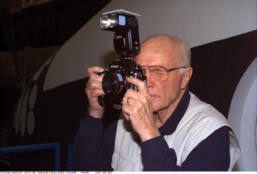 STS-95 mission specialist Senator John Glenn in FFT on 05-08-98