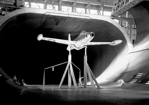 F-84F jet airplane in the Ames 40X80 foot wind tunnel.