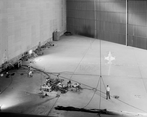 Lockheed XFV-1 model in the 40x80 foot wind tunnel at NASA Ames Research Center