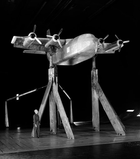 Testing Tilt Wing Propeller Model in Ames 40x80 Foot Wind Tunnel.