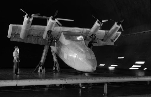 Tilt Wing Propeller Model Tested in the Ames 40x80 Foot Wind Tunnel.