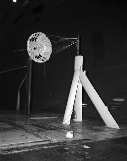 Steerable Parachute for Apollo Vehicle in Ames 40x80 foot Wind Tunnel.