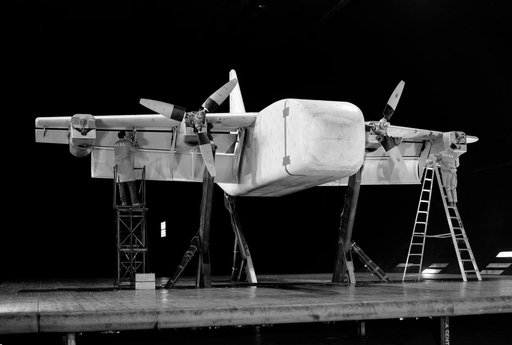 XC-142 Tilt Wing; 0.6 Scale Model in the 40x80 Foot Wind Tunnel at NASA Ames Research Center.