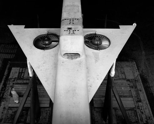 Lift-Fan Delta Wing Fighter Model in Ames 40x80 foot Wind Tunnel.