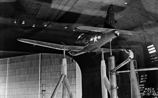 Ryan FR-1 in 40x80 foot Wind Tunnel from below.