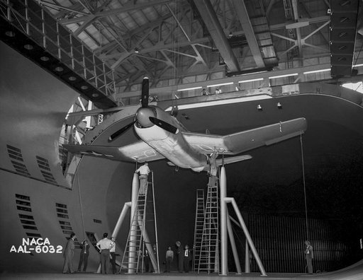 Installation of the Douglas XSB2D-1 in the Test Section of the 40x80 Foot Wind Tunnel at Ames.
