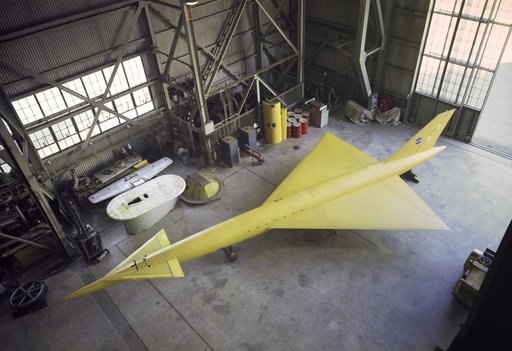 Supersonic Transport Model in the shop of the Ames 40x80 Foot Wind Tunnel.