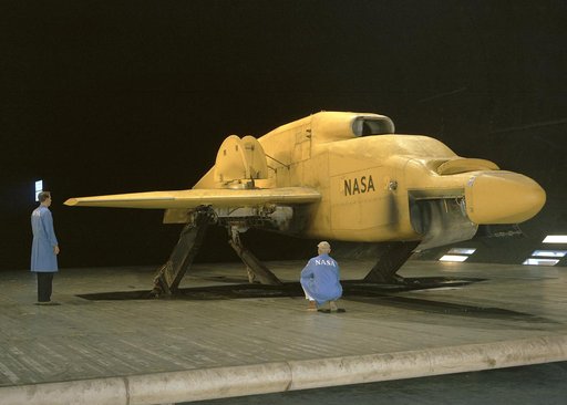GE Fan in Wing VZ-11 VTOL airplane in Ames 40x80 Foot Wind Tunnel.