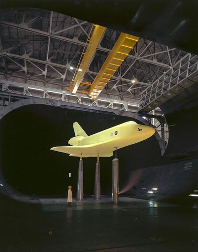 Space Shuttle SSV Orbiter Model In 40x80 Foot Wind Tunnel.