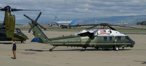 U.S. President Joe Biden Arrives Aboard Air Force One at Moffett Federal Airfield