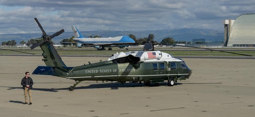 U.S. President Joe Biden Arrives Aboard Air Force One at Moffett Federal Airfield