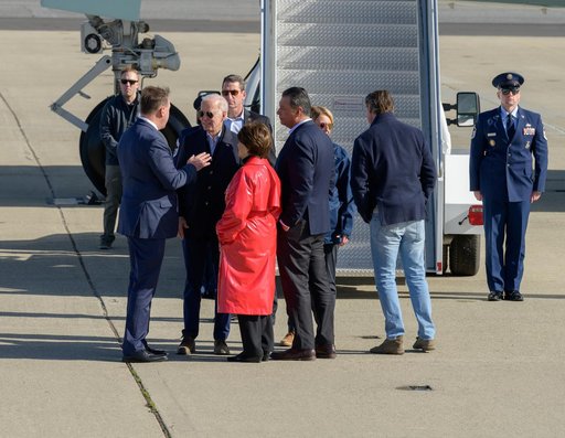 U.S. President Joe Biden Arrives Aboard Air Force One at Moffett Federal Airfield