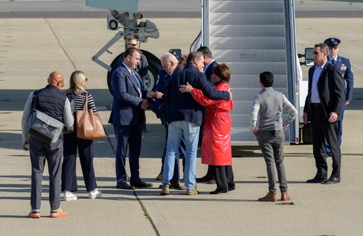 U.S. President Joe Biden Arrives Aboard Air Force One at Moffett Federal Airfield