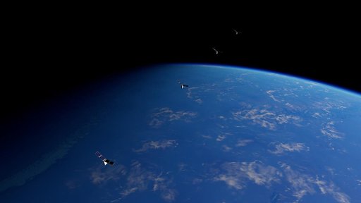 Starling’s four CubeSats from overhead in low Earth orbit (ill