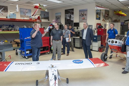 Bridenstine is inside Armstrong's Dale Reed Flight Research Lab aka "The Model Shop" used for rapid prototyping, design, fabrication, assembly and integration, modification, maintenance and operation of experimental subscale flight research vehicles