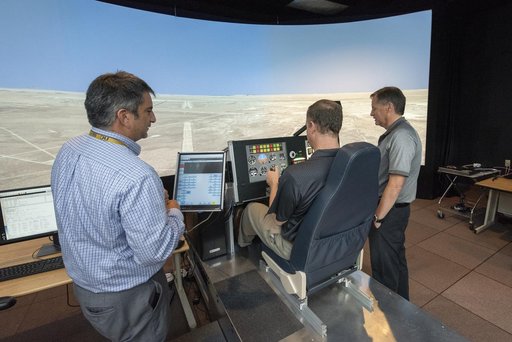 Bridenstine practices flight in X-57 Simulator for NASA's Experimental All-Electric Aircraft