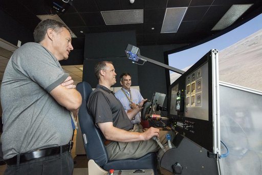 Bridenstine practices flight in X-57 Simulator for NASA's Experimental All-Electric Aircraft