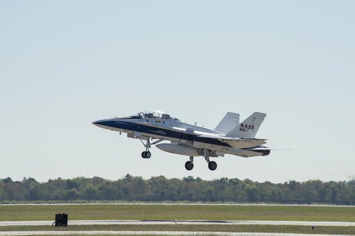 NASA F/A-18 Takes Off for QSF18 Supersonic Flight