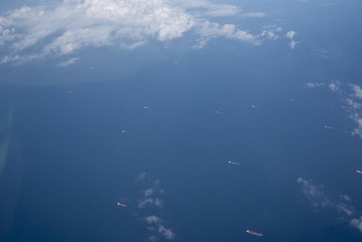 Waterway Traffic Seen From NASA F/A-18 During Research Flight