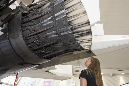 Astronaut Looks at Nozzle of F-15 at Armstrong Flight Research Center