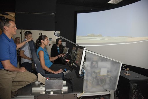 Astronauts in X-57 Simulator at Armstrong Flight Research Center
