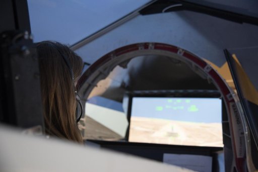 Astronaut Pilots X-59 Simulator at Armstrong Flight Research Center