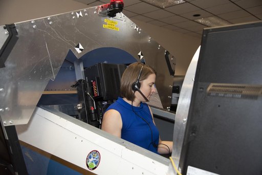 Astronaut Pilots X-59 Simulator at Armstrong Flight Research Center