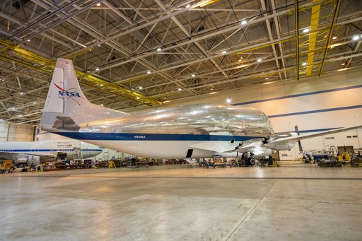 NASA's Super Guppy in the hangar at Armstrong Building 703
