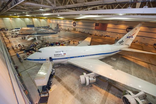 NASA's Super Guppy in the hangar with SOFIA