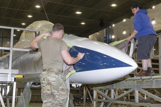 NASA 862 Enters Air Force Paint Barn