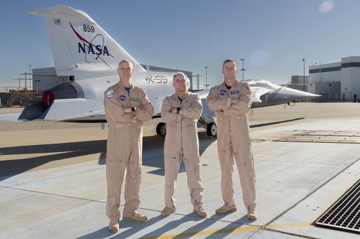 Test Pilots Pose with X-59 Research Aircraft