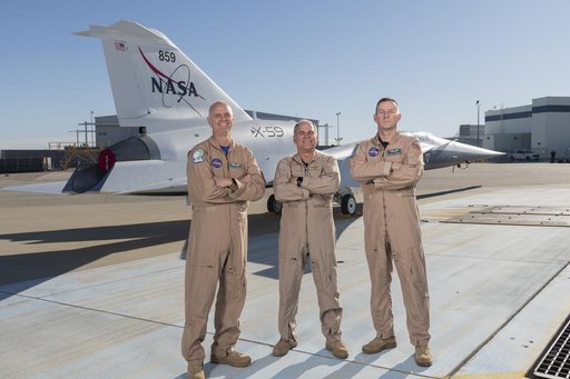 Test Pilots Pose with X-59 Research Aircraft