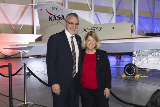 NASA’s Deputy and Associate Administrators with the Unveiled X-59