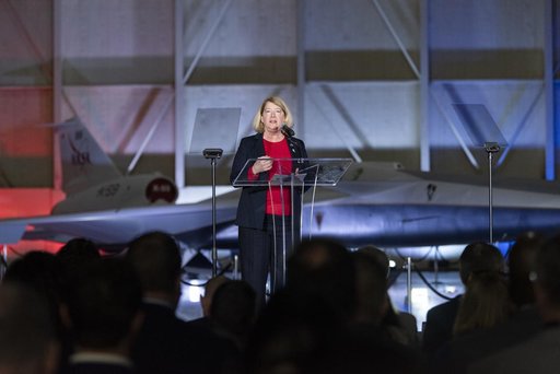 NASA’s Deputy Administrator Speaks in Front of Unveiled X-59